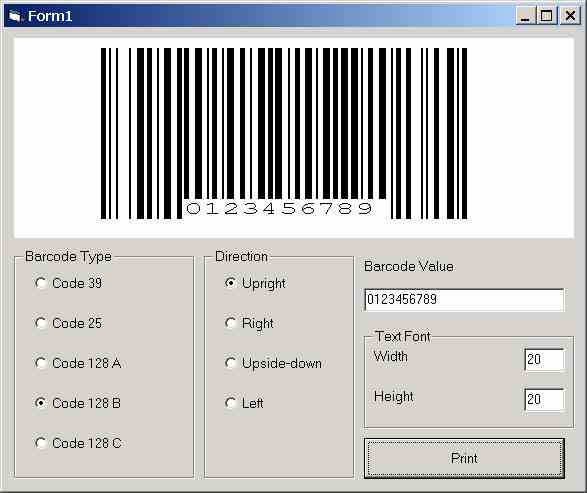 Barcode Maker Active X Control. Code 39, Code 25 and Code 128 Barcodes.  Used in VB and VC++ Projects. Add Embed Barcodes in Word/Excel